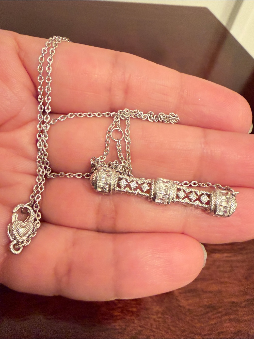 NWOT JUDITH RIPKA STERLING SILVER NECKLACE, 20" LONGEST, VINTAGE STYLE